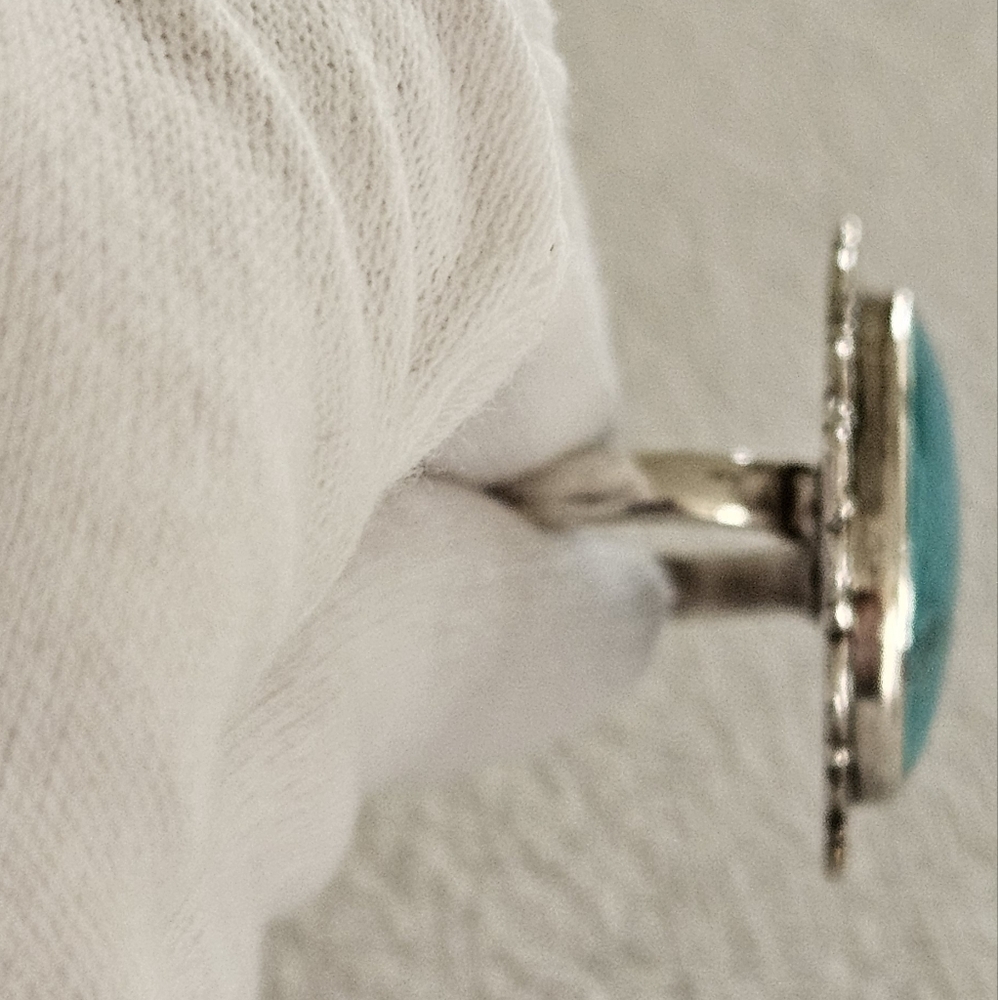 Artisan Turquoise Sterling Silver Ring Sz 7 TGW 13.7 - Picture 3 of 12